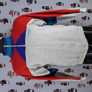 Vintage Spalding Sport full zip colorblock Med grey fleece lightweight jacket